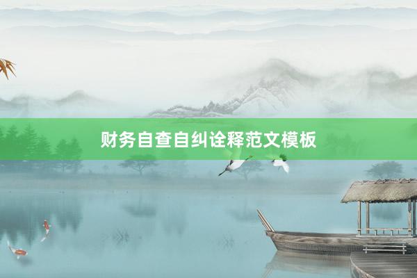 财务自查自纠诠释范文模板