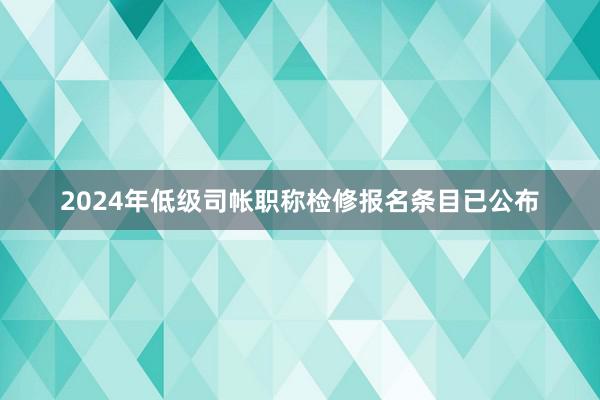 2024年低级司帐职称检修报名条目已公布